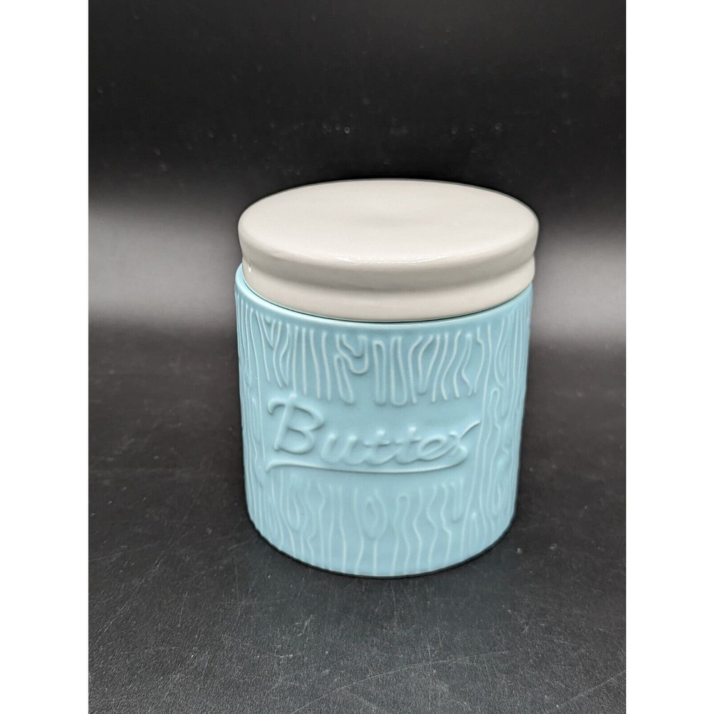 DOWAN Porcelain 2 pc Butter Dish Butter Keeper Butter Crock TEAL Ceramic
